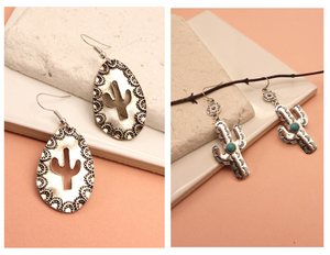 cactus earrings with silver 