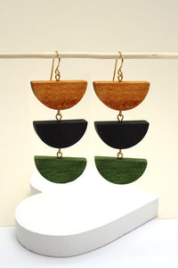 Wood Half Moon Earrings