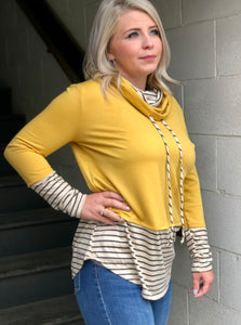 Yellow Sandy Cowl Neck Hoodie