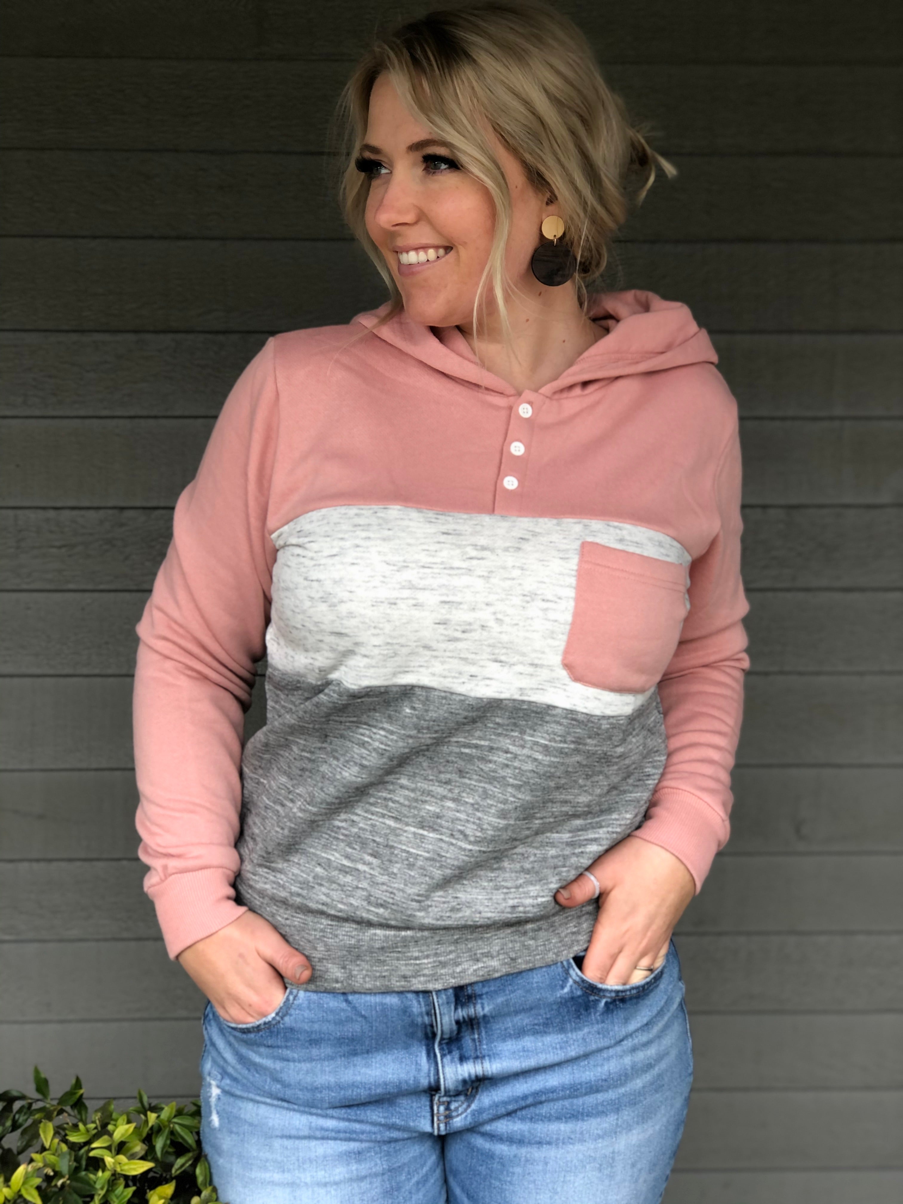 Elisa Pink Color Block Hoodie