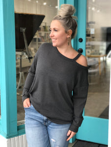 Charcoal Off Shoulder Top