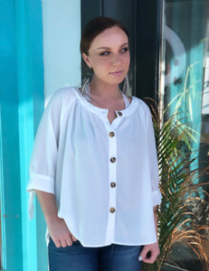 Jenna White Button Top