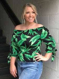 Paula Palm Leaf Off Shoulder Top