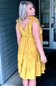 Poppy Yellow Bow Tie Dress