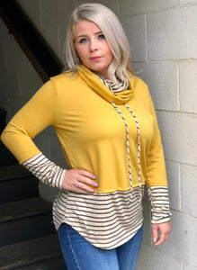 Yellow Sandy Cowl Neck Hoodie