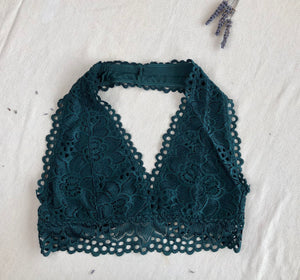 Green Lace Halter Bralette