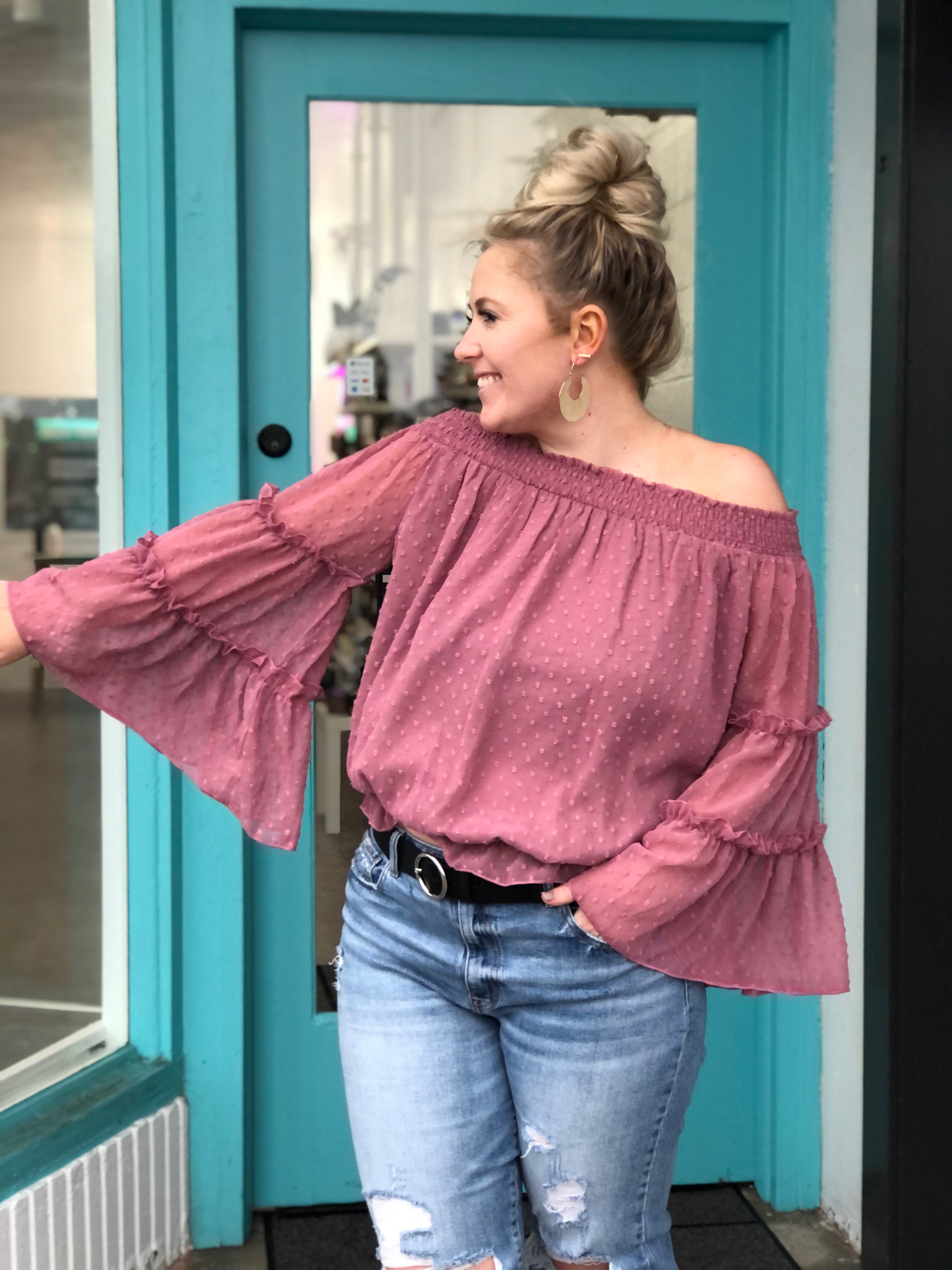 Molly Mauve Off Shoulder Top