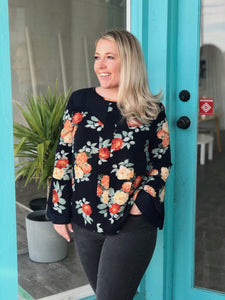 Floral Navy Blue Blouse