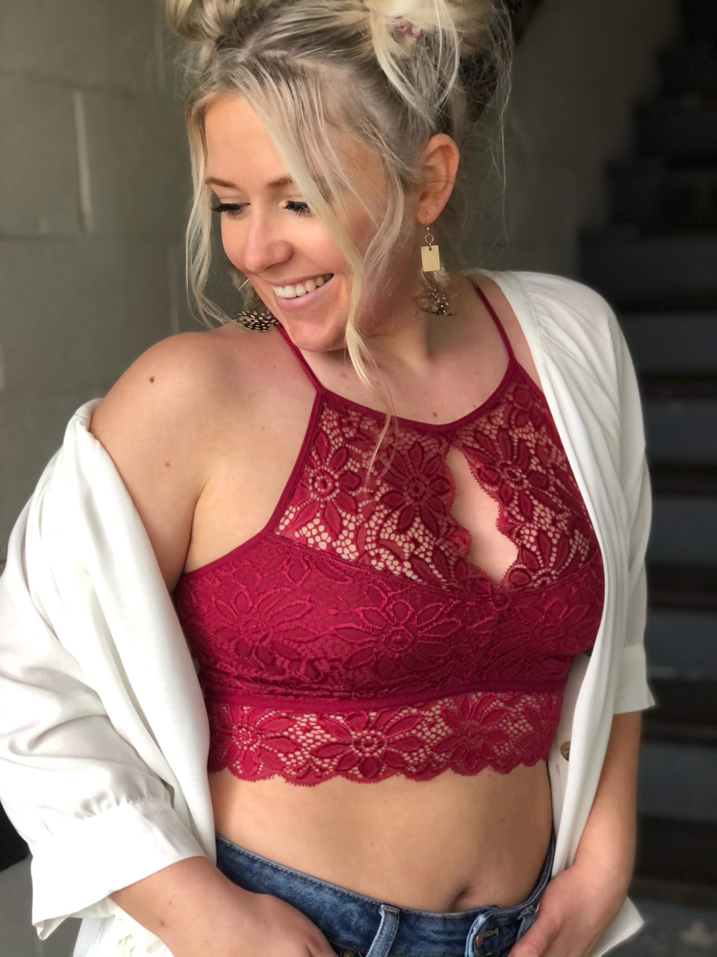 Highneck Red Lace Bralette